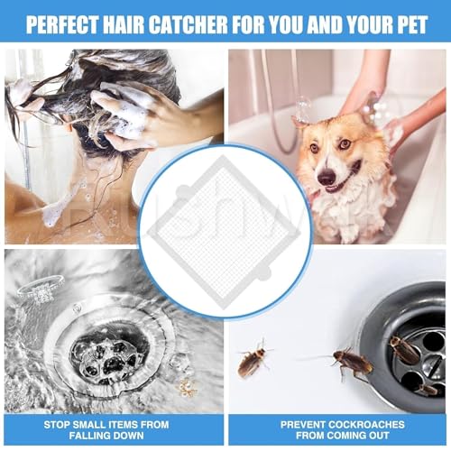 Image of Rushwak Large Upgraded Drain Cover Hair Catcher (Pack of 10) Disposable Waterproof Drain Guard Mesh Stickers Drainage Jali Shower Drain Cover for Bathroom Floor Sink Bathtub (12.7cm x 12.7cm)