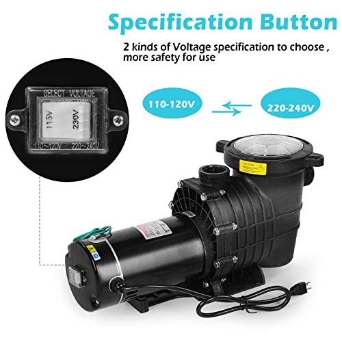 2Hp 6825Gph Inground Pool Pump, 110/220V Dual Voltage Inground/Above Ground Swimming Pool Pump, Self Primming Pool Pump With Strainer Basket, 1.5" And 2"Pipe Fitting #TOP2