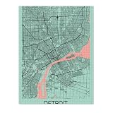 artboxONE-Puzzle XXXL (2000 Teile) Städte/Weitere Stadtplan Detroit - Puzzle Detroit Detroit Detroit City map