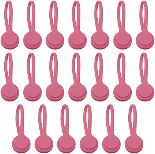 20pcs Cable Organizer Minimalist Silicone Cable Organizer for Data, Headphone, and Charging Cords Dark Pink
