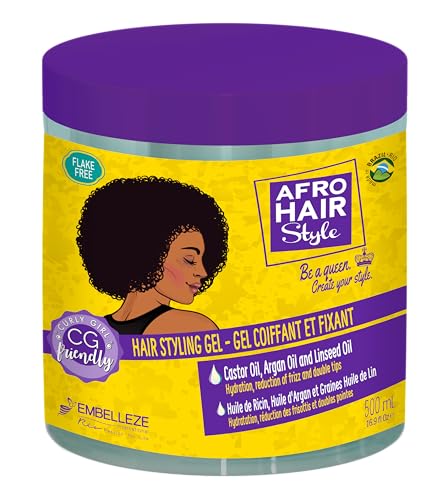 Novex Gel Estilizador AfroHair Hidrata y Ayuda a Reducir el Frizz y las Puntas Abiertas con Aceite de Ricino, Argán y Linaza, Adecuado para todo Tipo de Cabello Rizado y Crespo 500 ml