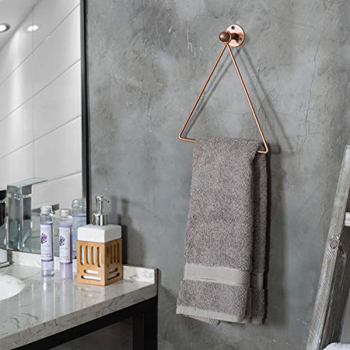 Mygift Modern Metal Triangle Towel Ring | Wall-Mounted Copper-Tone Bathroom & Kitchen Hand Towel Holder #TOP2