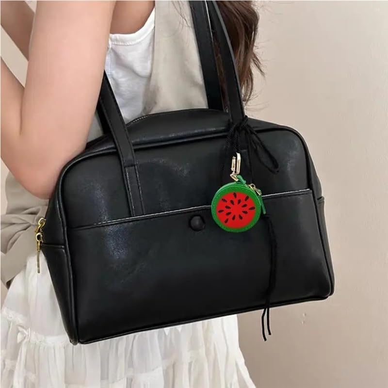 Fruit Shape Coin Purse Keychains Cute PU Leather Pendant Korean Style Keychain Earphone Bag Mini Storage Bags Gifts(Orange)2