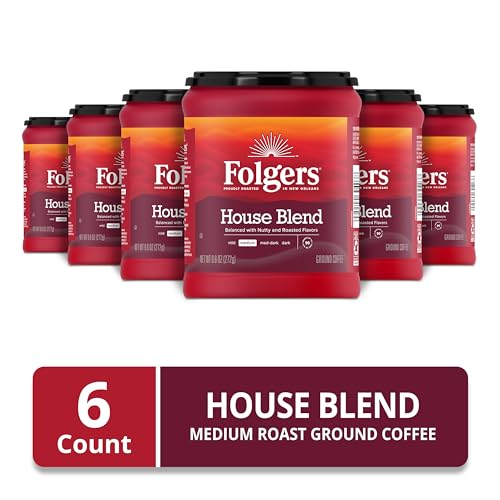 Image of Folgers House Blend Medium Roast Ground Coffee, 9.6 Ounces (Pack of 6)