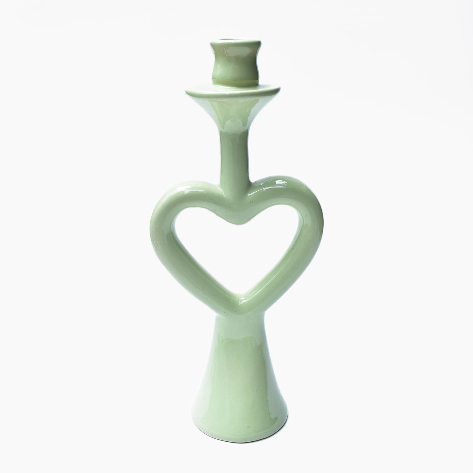 Ceramic Candle Stand - Green Heart | Candle Stand for Home & Table Decoration Showpiece Best Handmade Gift for Christmas, Diwali, Ramzan, Living, Dining, Pooja, Bedroom | 12 inches-image-33