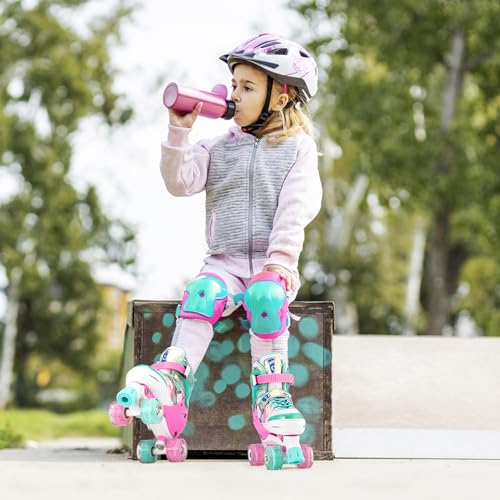 NEMONE Rollschuhe für Mädchen Kinder 4 Größen Verstellbar Blau Violett Rollschuhe für Kinder...