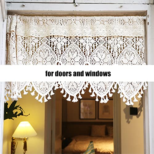 Cortinas semitransparentes elegantes con flecos de ganchillo para ventanas de cafeterías 3