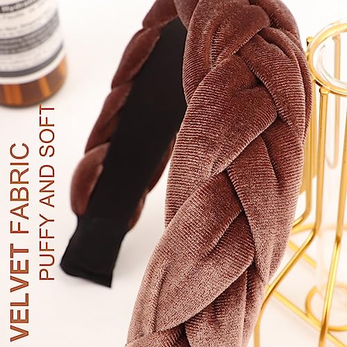 Image of DRESHOW Braided Headbands for Women Velvet Hair Hoop Elastic Criss Cross Hair Bands Accessories