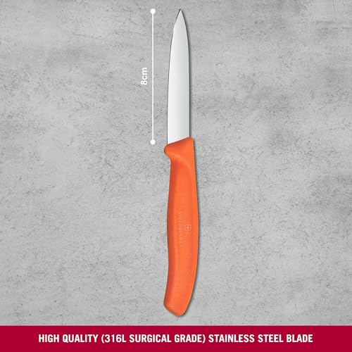 Image of Victorinox Swiss Made Stainless Steel Swiss Classic Paring Knife, Straight Edge, Kitchen Tool, Kitchen Item, 8 cm, Orange, 6.7609.C1