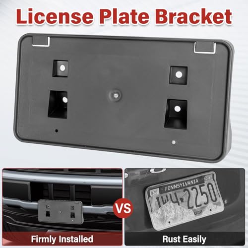 Image of License Plate Bracket Accessories for Dodge Ram 1500 2003-2008, for Ram 2500 3500 2004-2009, Front Bumper License Plate Holder Replacement Frame Black Mount