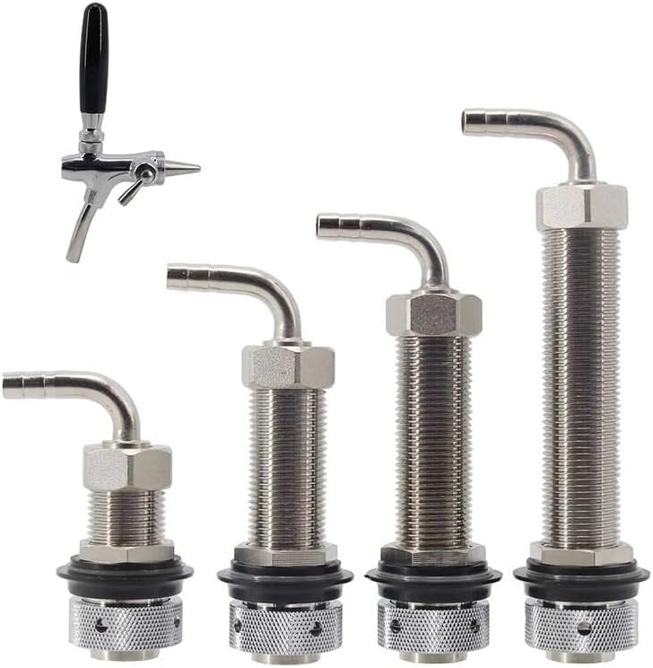 Beer Tap Shank with 8mm Elbow, 5/8" ID Bore, Chrome Plated Brass Homebrew Kegging Parts for Kegerator Jockey Box, DIY Home Brewing Equipment(54mm Shank)