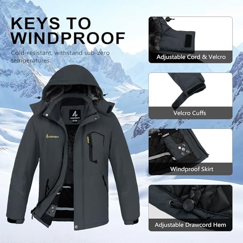 Image of Mens Winter Coats Ski Snowboard Jacket Down Waterproof Coat | Warm Jacket, Insulated Jacket, Cold Weather Jacket, Heavy Jackets, Winter Parka, Windproof Coat, Hiking, Camping, Working