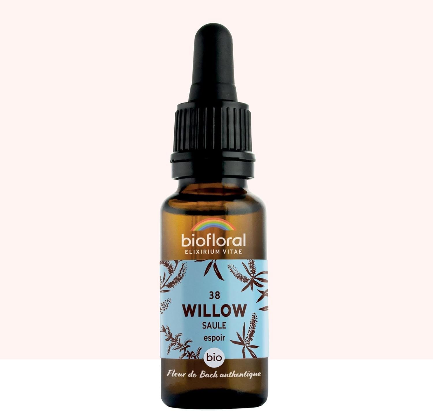 Biofloral Willow 38 Fleur de Bach Elixir Floral du docteur Bach Saule en Compte-​Gouttes Courage et Espoir 20 ml