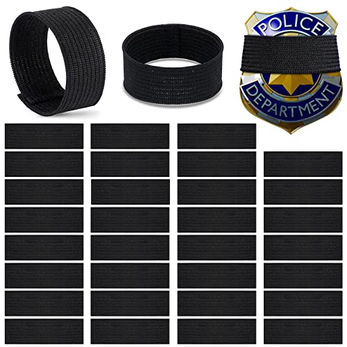 Giegxin 100 Pieces Police Mourning Bands for Badges Black Stripe Elastic Honor Guard Straps Funeral Mourning Bands for Police Officer Badges