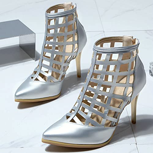 Meefit Women Caged Ankle Boots Stiletto High Heel Pointed Toe Summer Booties3