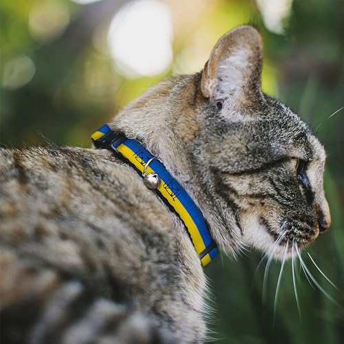 Collar de gato con cascabel bandera Ucrania separable y ajustable 3
