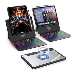 avakot Funda magnética transparente con teclado para iPad Pro de 13 pulgadas M5/M4 2025/2024, retroiluminación de 7 colores y trackpad multitáctil, funda protectora desmontable de rotación de 360