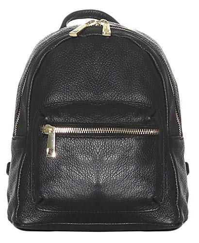 malito Mujeres Mochila Bolso Genuino Cuero trendy Colores Bolso de Bandolera R500 (negro)