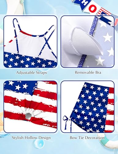 Image of BAVADER Girls Swimsuit 2 Pcs Solid Color Cutout Tankini with Shorts Drawstring Bathing Suit for Girls Swimwear 7-14Y