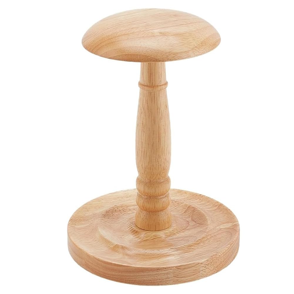 UDSKNV[KSL Wooden Hat Stand, for Showcase, Store, Retail Vendors- Dome-Shaped Cap Display, Rustic Hat Storage