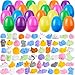 JOYIN 72 Pcs Easter Prefilled Eggs with Mochi Squishy Toys, Kawaii Stress Reliever Squishy Toy for Easter Egg Hunt, Kids Party Favor, Basket Stuffers, Goodie Bag Fillers, Classroom Prize Supplies
