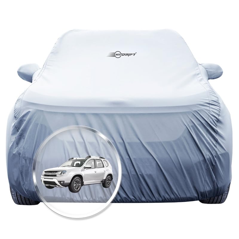 Image of NEODRIFT 'SilverTech' Car Cover for Renault Duster (100% Water-Resistant, All Weather Protection, Tailored Fit, Precision-Fit & Breathable Fabric) (Colour: Silver)
