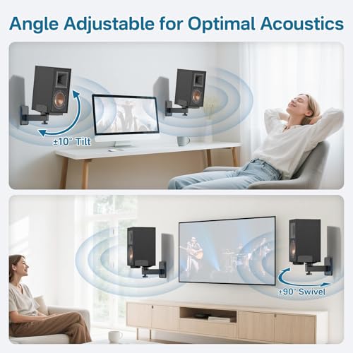 Soporte de pared para altavoz de acero resistente de 15 libras y brazo ajustable 3