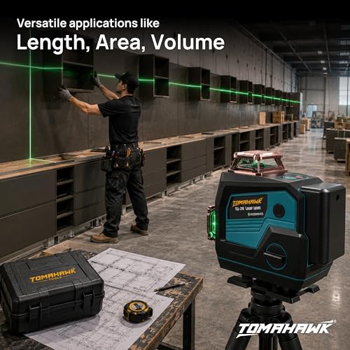 Image of TOMAHAWK SPZ-8116-16 16 Lines Green Laser Level Pro - 4x360 4D Green Cross Self-Levelling Professional Laser Line for Construction with Two 360 Vertical /Horizontal Laser Level Pulse Mode