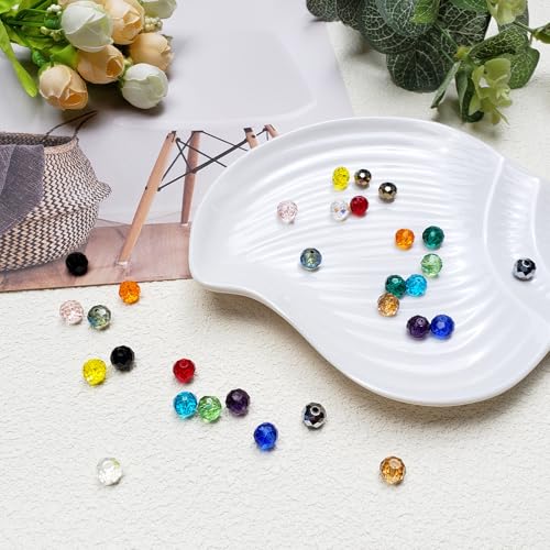 Image of 10mm Ceramic Red Rondelle Glass Beads for Jewelry Making, 200pcs Faceted Briolette Crytal Spacer Beads for Bracelet Necklace Earring