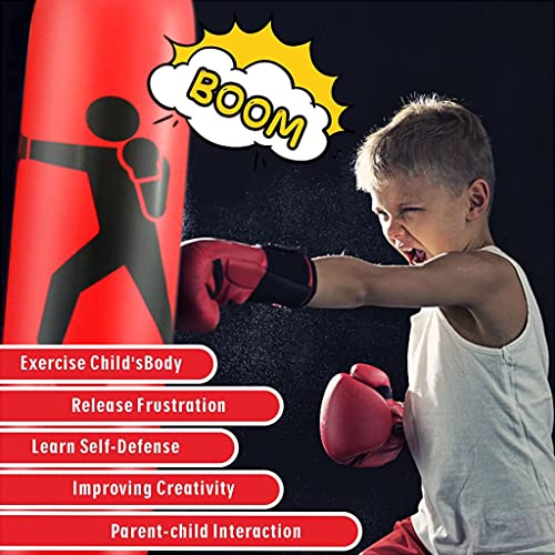 Image of Proberos Inflatable Boxing bag1 for Kids Adults, Punching Bag Karate Inflated Toy Gifts for Boys and Girls, Standing Boxing Bag for Immediate Bounce-Back for Taekwondo, Boxing kit for Kids