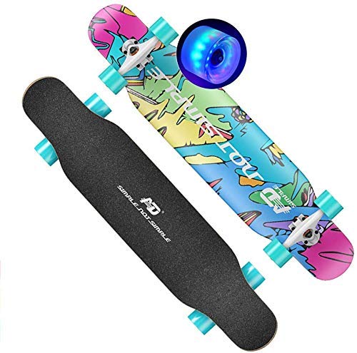 NMDD 42 Inch Longboard Standard Skateboards Cruiser Dancing Board 8 Layer Maple Wide Deck Suitable for Extreme Sports Outdoors Freeride Dancing for Beginners Pro