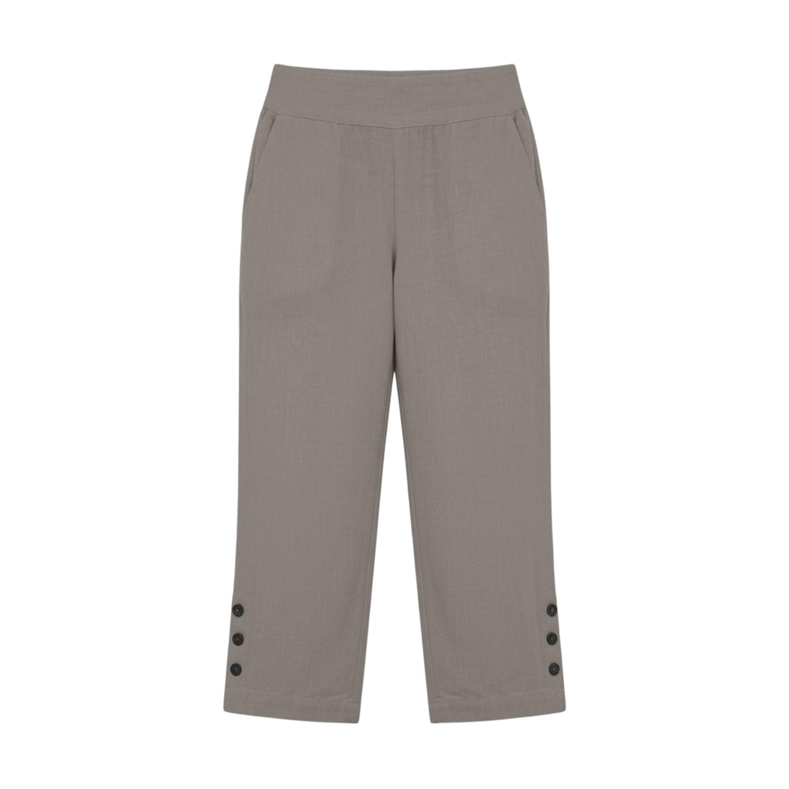 Sommerhose Damen Leicht Leinenhose Damen Sommer 3/4 Musselin Kurze Hose Leicht Leinen Sommerhose Mit Taschen Causal Atmungsaktiv Caprihose Elastische Bequeme Stoffhose Freizeit Strandhose