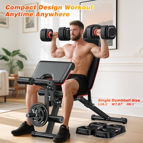 Image of XDDIAS Adjustable Dumbbells Set of 2 for Strength Training, One-Hand Quick Adjust, 25 /55 /80 /90 lbs Options, Anti-Slip Grip Handle, Compact Home Gym Weights for Men Women