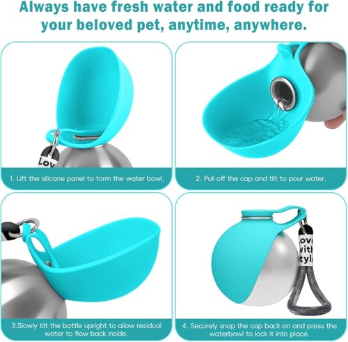 Generic 2-in-1 Stainless Steel Dog Water Bottle 10oz — view 7