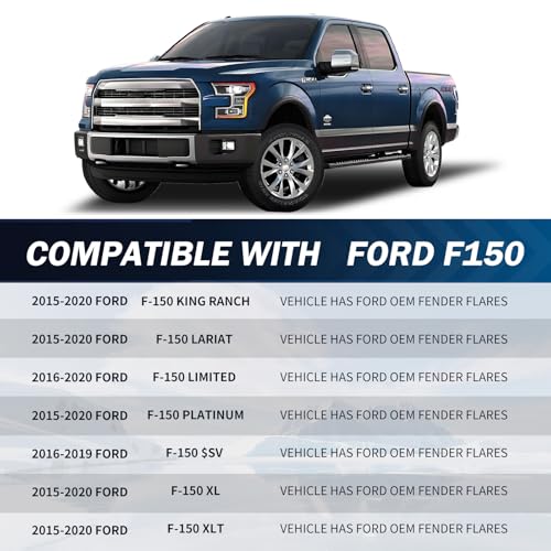 Image of Mud Flaps Compatible with Ford F-150 2015-2020 | Fits with OEM Fender Flares| Front & Rear Splash Guards | 4PCS Set | No Drill Installation | ABS Molded, Black