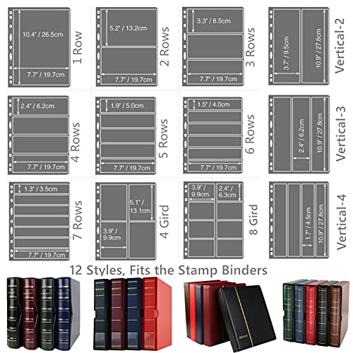 Mudor Stamp Pages For Stamp Album Binder, 10 Sheet (20 Page) 7 Rows Pages For Stamp Collectors, Professional Pack (7 Rows) #TOP3