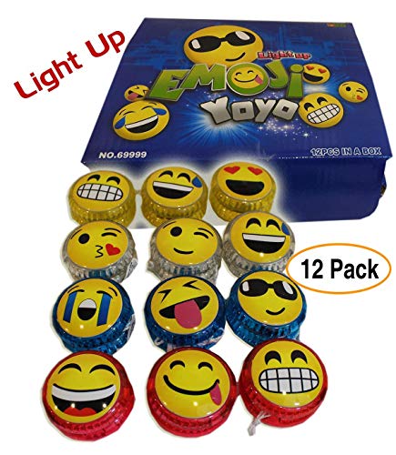 12 pack – Emoji | Emoticon Light-Up YOYOs, variety of faces and impressions