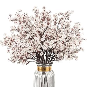 Babys Breath Artificial Flowers, 8 Bundles White Real Touch Fake Flowers Silk Flowers Bulk for Vase Home Office Wedding Spring Indoor Outdoor Centerpiece Table Party Decorations
