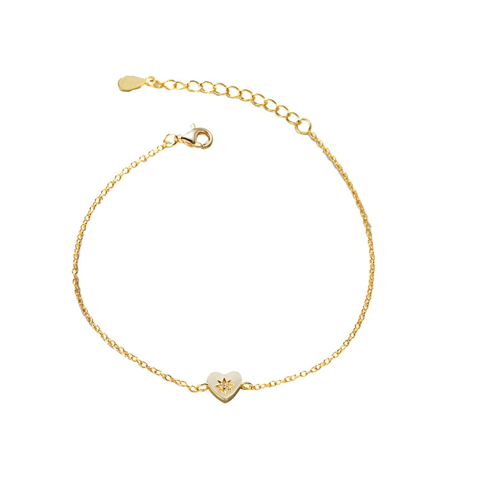 Pulseras de corazón para mujer, oro con diamantes de laboratorio, hechas a mano para mujer, pulseras