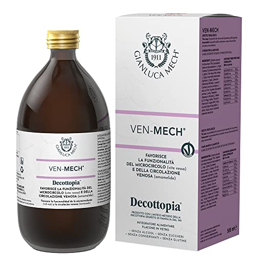 Gianluca Mech - Ven-Mech, Suplemento Alimenticio Keto de 500 ml, Contrarresta las Piernas Pesadas, Favorece la Función Cardiovascular y el Microcircuito, con Ciprés y Vid Roja, Vegano