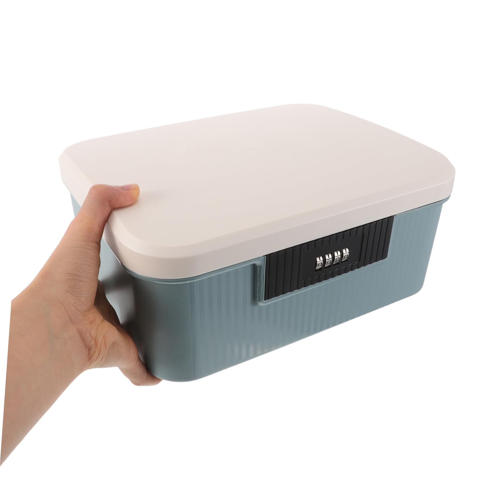 Scatola di Archiviazione con Lucchetto Blu Sicuro con Combinazione Portatile per Documenti Passaporti e Oggetti Personali Resistente e Capiente per Ufficio e Casa