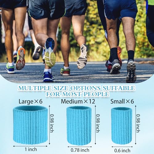 Image of Blulu 24 Pieces Toe Tubes 0.98 Inches Cushion Tube Corn Pads for Toes Sleeves Soft Gel Protectors for Cushions Corns Blisters Calluses 3 Size(Blue,Assorted Sizes)
