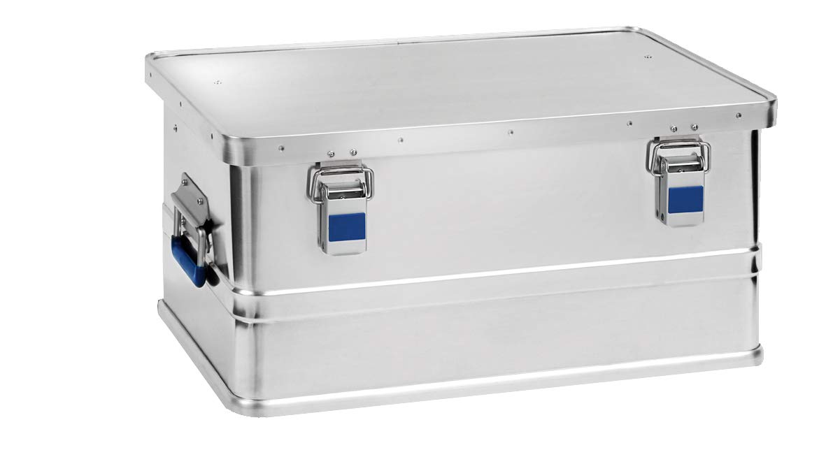 hünersdorff Aluminium-Box eco 48 Liter, wasserdicht mit Gummi-Dichtung, leicht, stabil, Klapphandgriffe, Vorbereitung für Schlösser, Farbe: silber