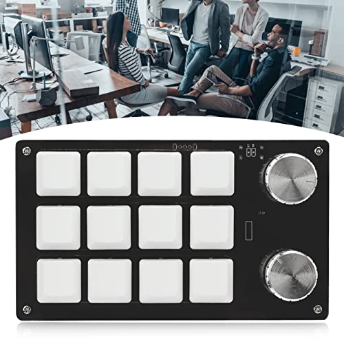 Arsor One Handed Programmable Mechanical Keyboard, 12 Keys Rgb Multifunctional Gaming Keypad Macro Keyboard With Knob Plug And Play For Windows(Black White) #TOP1