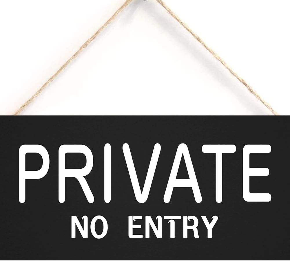 Bdrkldc Mb01 Hanging Wall Sign Wooden, Private No Entry Restriction Decorative Wood Sign, Hanging Plaque Wall Art For Home Office Bedroom Property Privacy Decor 12X8 Inch