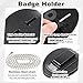 Black Police Badge Holder, Universal Leather Police Badge Holder Belt Clip with Spring Clip and Neck Chain