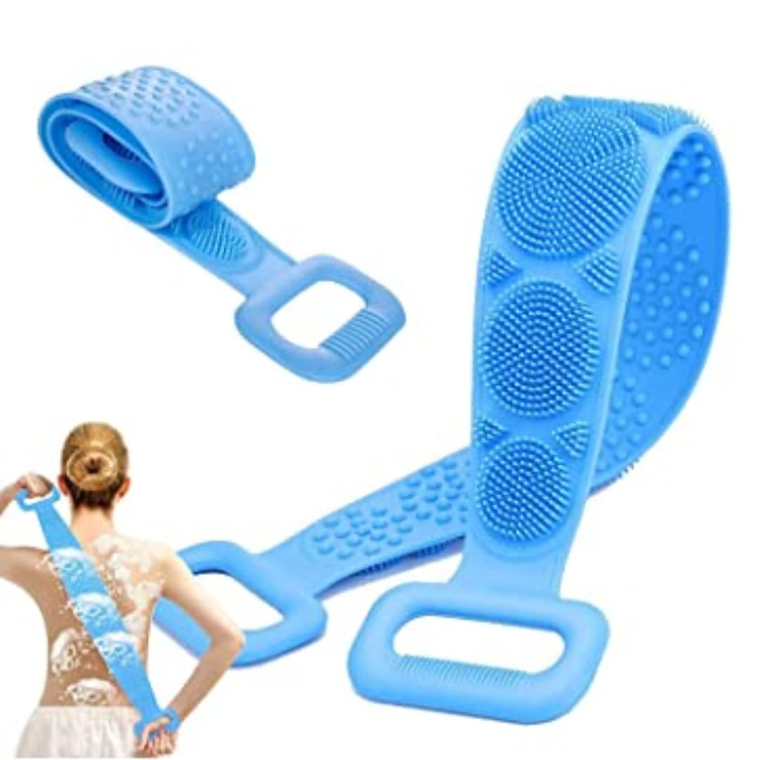 Sarthu Combo Pack of 2: Silicone Body Back Scrubber & Silicone Brush with Shower Gel Dispenser β Exfoliating, Deep Cleaning, and Massage Bathing Tools(Multi color pack of 2) 2