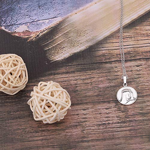 Vanbelle Rhodium Plated 925 Sterling Silver Lady Madonna Medal Pendant Necklace For Men And Women #TOP3