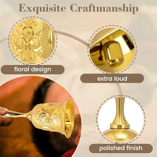 DomeStar Golden Hand Bell, Engraved Wedding, School, Christmas, Alarm and Bedridden Bell