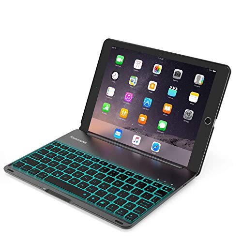 Favormates Keyboard Case for iPad 2018 (6th Gen) - iPad 2017 (5th Gen) -iPad Air 1 - Thin & Light - Aluminum Alloy - Wireless/BT - Backlit 7 Color - iPad Case with Keyboard (only for 9.7 inch ipad)